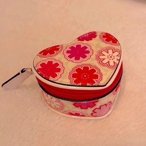 COACH Flower heart jewelry pouch. Brand new with tag. With mirror inside